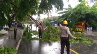 Polisi Evakuasi Dahan Pohon Tumbang yang Tutupi Badan Jalan