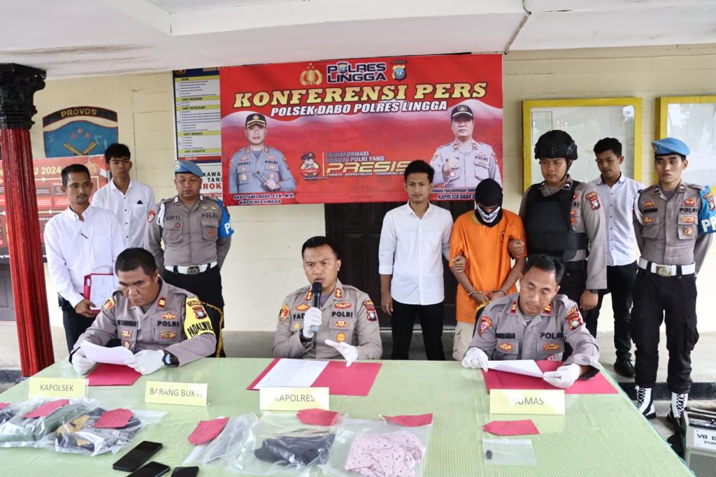 Kapolres Lingga AKBP Fadli Agus Sampaikan Kronologis Pengungkapan Tindak Kejahatan di Tiga Lokasi Yang Dilakukan Pelaku YL.