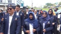 Rombongan Partai Nasdem Saat Tiba di KPU Kepri Saat akan Mendaftarkan Bacalegnya.