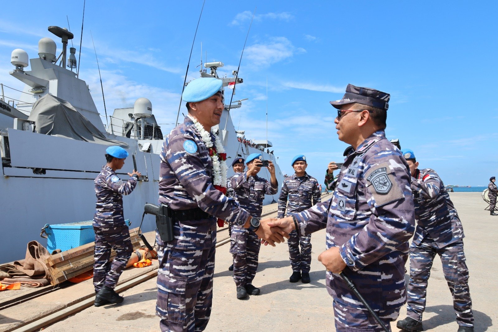 Danlantamal IV Sambut Kedatangan KRI FKO Pembawa Misi Perdamaian Dunia.