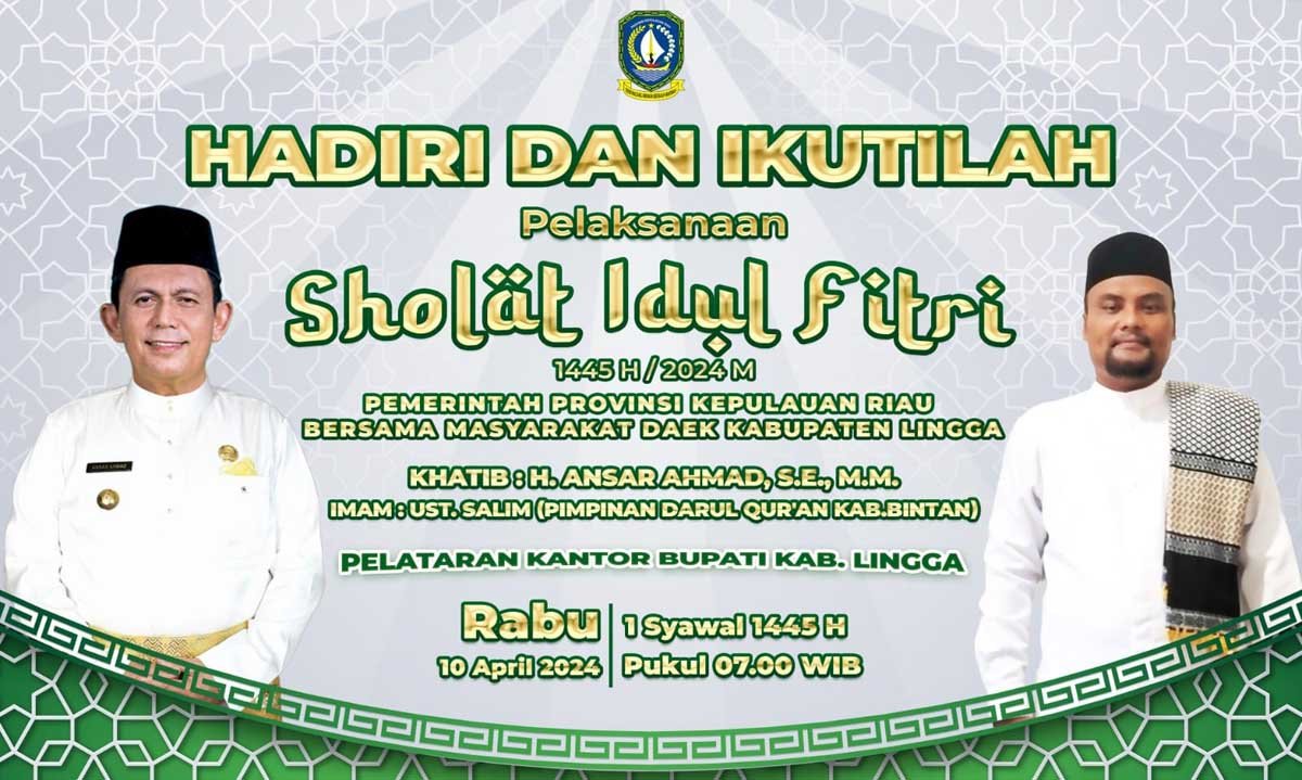 Gubernur Ansar jadi Khatib Salat Idul Fitri di Lapangan Kantor Bupati Lingga