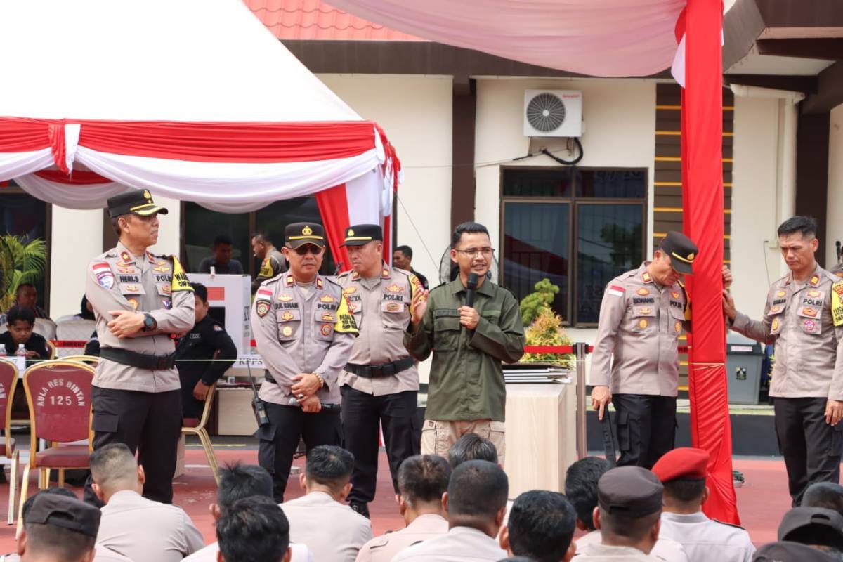 Jelang Pilkada 2024, Polres Bintan Gelar Simulasi Pengamanan TPS.