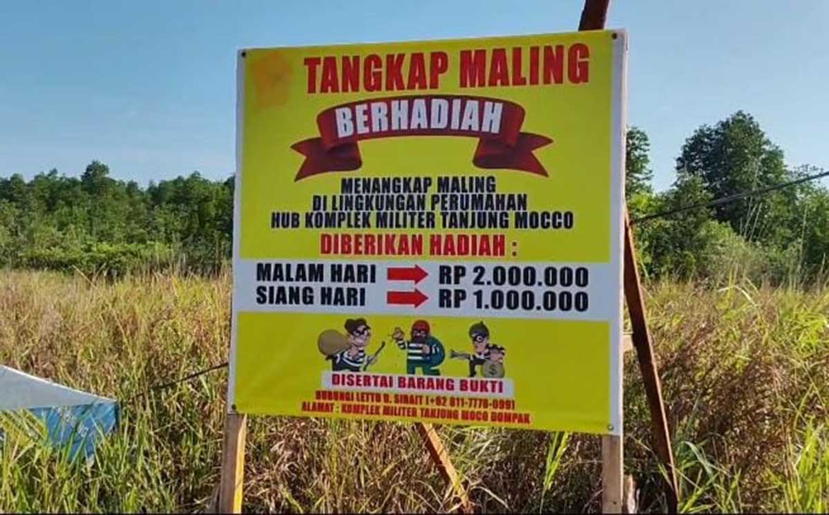 Warga Tanjungpinang Dihebohkan Sayembara Tangkap Maling Berhadiah Hingga Rp 2 Juta