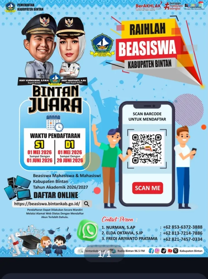 Beasiswa Bintan 2026 Resmi Dibuka, Simak Syarat, Jadwal, dan Cara Daftarnya