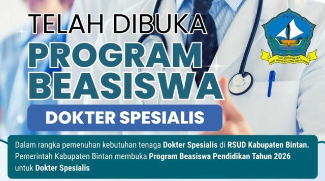 Kabar Baik untuk Dokter PNS di Bintan, Ada Beasiswa Spesialis Hingga 4 Tahun