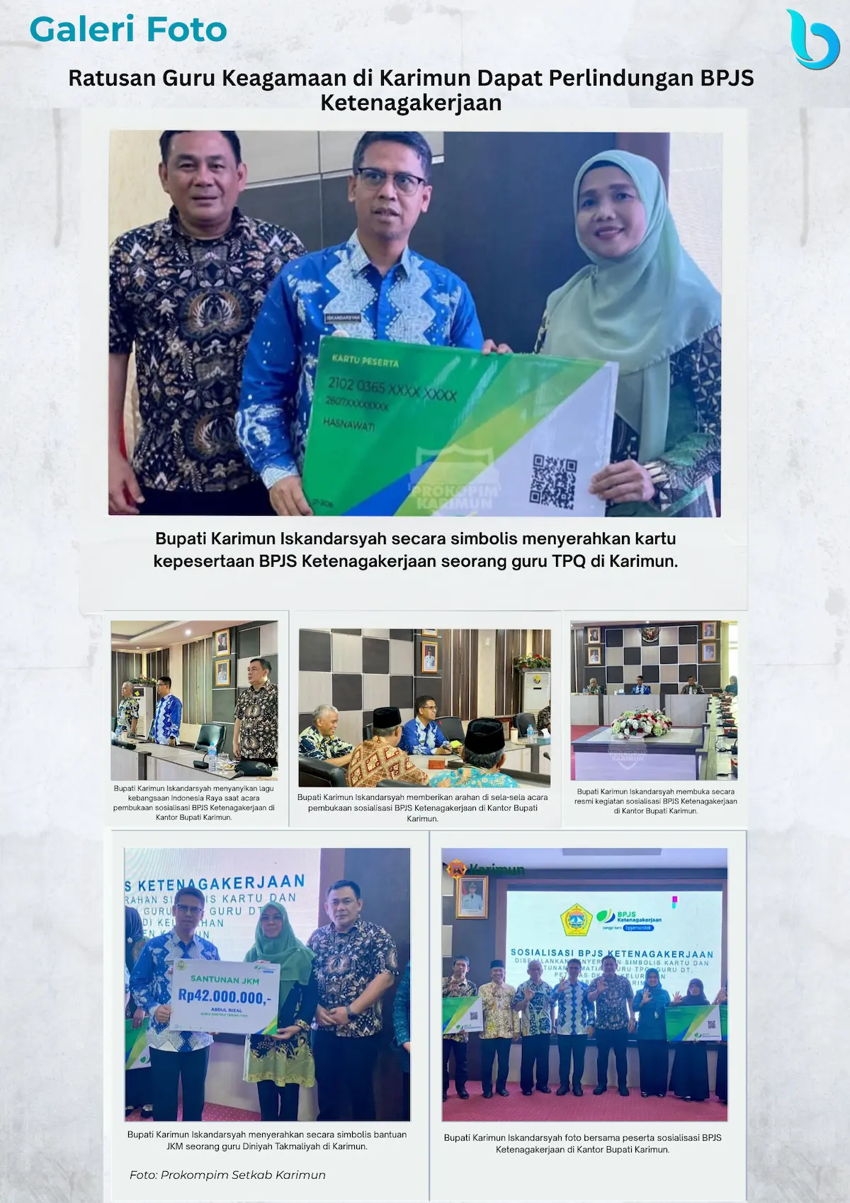 Ratusan Guru Keagamaan di Karimun Dapat Perlindungan BPJS Ketenagakerjaan
