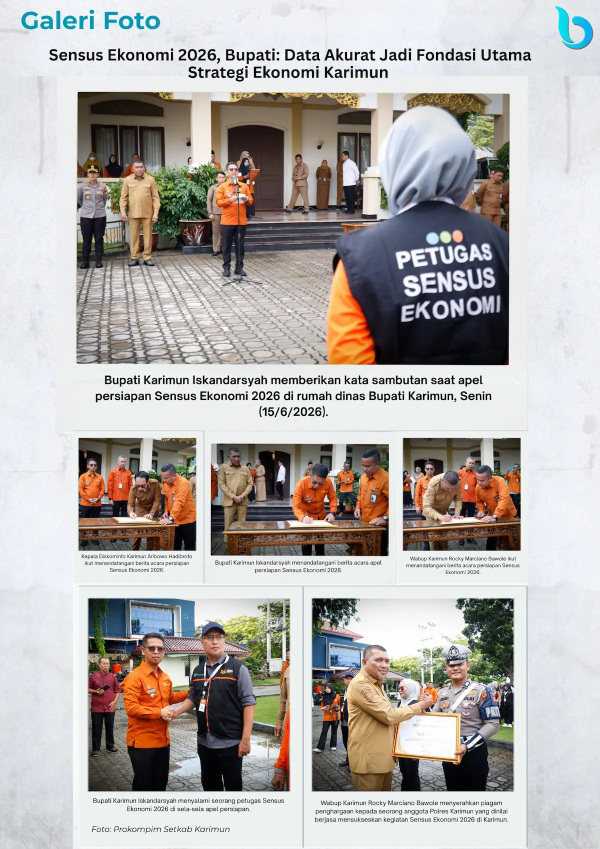 Sensus Ekonomi 2026, Bupati: Data Akurat Jadi Fondasi Strategi Ekonomi Karimun 